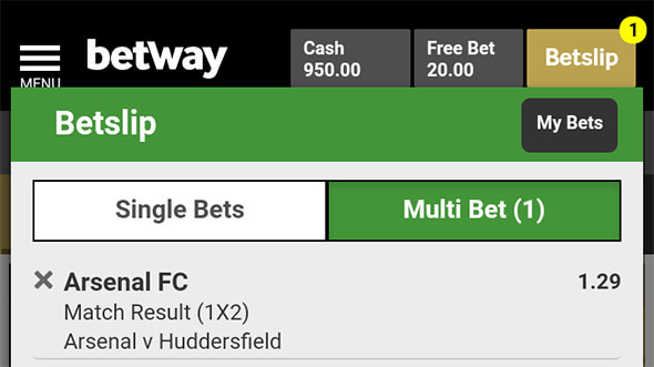 Betway betting slip