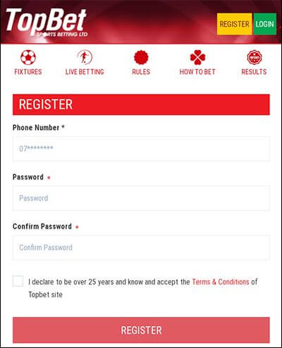 TopBet Uganda Registration Form